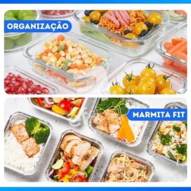 Imagem de KIT 10 Potes Vidros Retangulares Herméticos Marmitas 4 Travas 640 ML