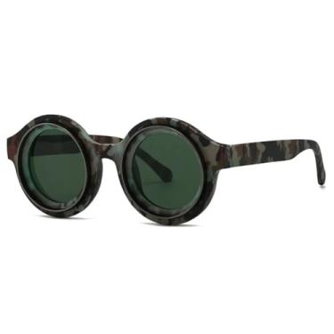 Imagem de Óculos de Sol Redondos Vintage da Moda Feminina e Masculina, Estilo Punk, Luxo, Clássico, Steampunk, Proteção UV400 (Verde Militar)