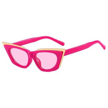 Imagem de Óculos de Sol Femininos e Masculinos com Armação Grossa e Degradê, Formato Olho de Gato e Proteção UV400, Ideais para Esportes ao Ar Livre, Corrida e Ciclismo, Cor Rosa