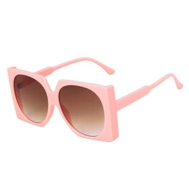 Imagem de Óculos de Sol Oversized com Lentes Gradientes em Cores Doces, Proteção UV400, Ideais para Esportes ao Ar Livre, Corrida e Ciclismo, Rosa Degradê Chá