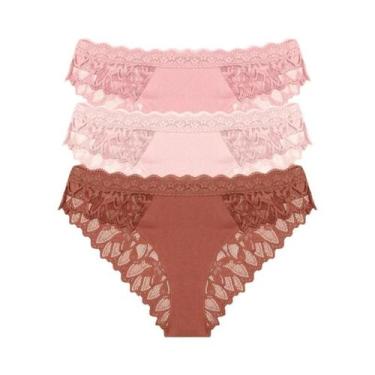 Imagem de Calcinhas De Renda Floral De Cintura Baixa FINETOO 3 Peças Sexy Invisí