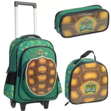 Imagem de Kit Mochila Rodinha Lancheira Estojo Escolar Infantil Reforçada Menino Tartarugas Ninja Yepp-Masculino