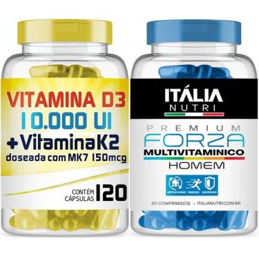 Imagem de Vitamina D3 10000UI + K2 150mcg 120 + Forza Multivitamínico-Unissex