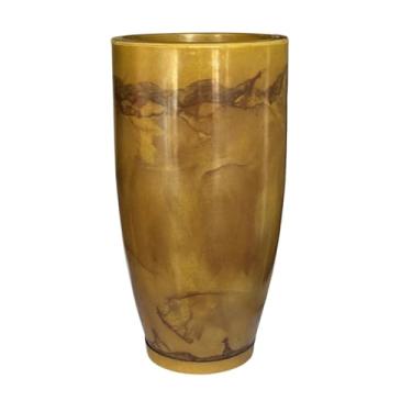 Imagem de Vaso Grande Liso Polietileno P/plantas Redondo Marmorizado Jardim Varanda (Dourado)