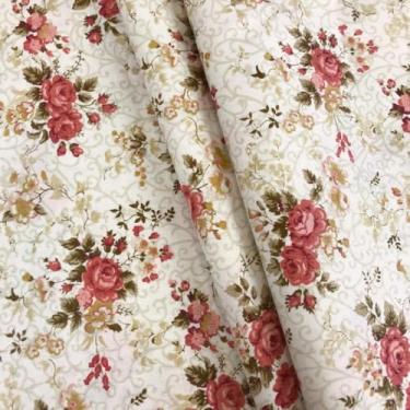 Imagem de Tecido Tricoline Floral Fernanda 100% Algodão Cores 1 mt x 1,50 mt Artesanato e Costura Criativa -