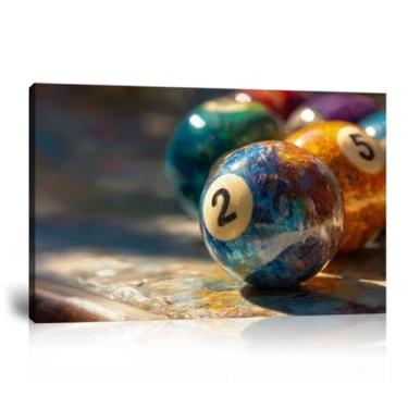 Imagem de Imagens de bilhar inglês arte de parede em tela para quarto masculino bilhar clube bar sala de bilhar academia sala de estar quarto jogos decoração de casa emoldurada 61 cm x 91 cm L