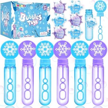 Imagem de Winrayk Pacote Com 24 Varinhas De Bolhas Congeladas Para Crianças, Lembrancinhas De Festa De Bolhas, Mini Bolhas De Floco De Neve Em Massa, Presente De Aniversário De Elsa, Enchimento De Pinata Congel