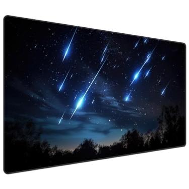 Imagem de DEGDFSGR for MTG Playmat 27.5" x 15.74" for TCG Playmats Non-Slip Rubber Base Commander Playmat HD Cover for Magic The Gathering Play Mat Iorcana Trading Card Game, Blue Sky Meteor Streaks