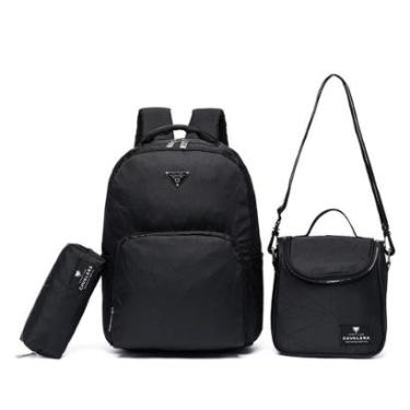 Imagem de Kit Mochila Cavalera Resistente Escolar c/ Lancheira Estojo 15 Litros-Unissex