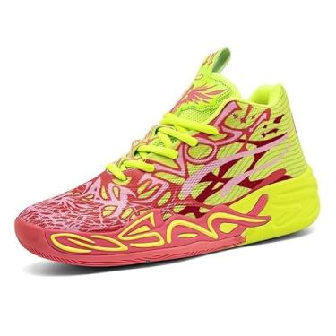 Imagem de Novetra Botas de basquete masculinas malha respirável, calçados esportivos e lazer da moda(Orange,36 BR)