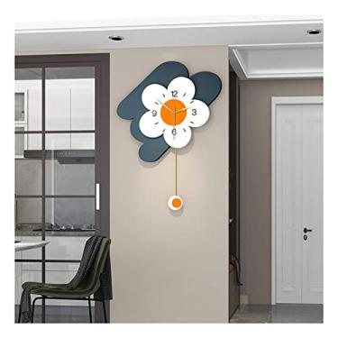 Imagem de Relógio de parede moderno para sala de estar, relógio de parede com pêndulo silencioso sem tique-taque, relógio de parede artístico com pêndulo, relógio mudo de personalidade de moda simples, 45 x 64