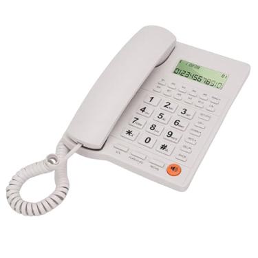 Imagem de ASHATA Telefone Com Fio Com Identificador de Chamadas, Telefones Com Botões Grandes para Idosos, Telefone Fixo, Com Alto-falante, Display Claro, Volume de Toque Ajustável, para Casa de (Branco)