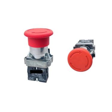 Imagem de 1 peça XB2-BS542 22 mm NC cogumelo vermelho interruptor de botão de parada de emergência DWBPGVUN