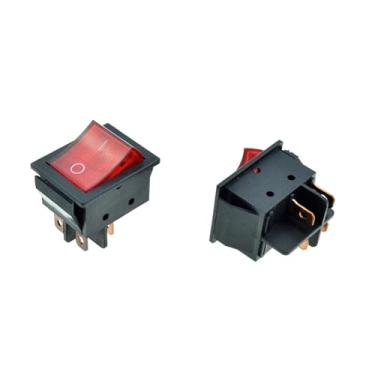 Imagem de Interruptor de balancim de soldador de alta corrente de luz vermelha 30A 250VAC DPST 4 pinos 2 posições liga/desliga painel de encaixe de 35 x 25 mm