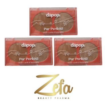 Imagem de Kit 03 Paleta Duo Blush Matte E Iluminador Cor A - Dapop