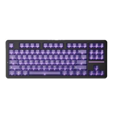 Imagem de ATK Teclado mecânico sem fio A87 Pro, TKL de 87 teclas, montagem de junta, troca a quente, RGB Tri-Mode (roxo sombra)
