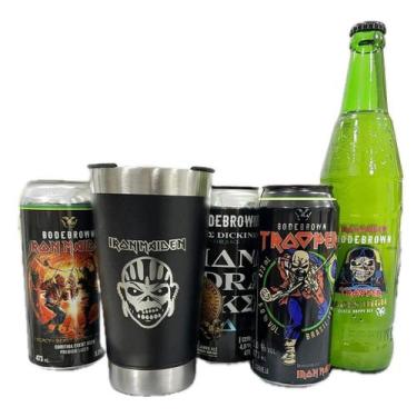 Imagem de Kit Presente 4 Cervejas Iron Maiden + Copo Térmico 500Ml
