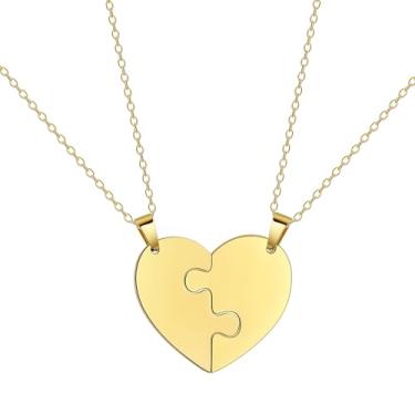 Imagem de EUEAVAN Colar de coração partido, Best Friend BFF Foever, pingente de dois meios-corações, joia de coração combinando para casais, presente de Dia dos Namorados, Medium, Aço inoxidável, Sem Pedra