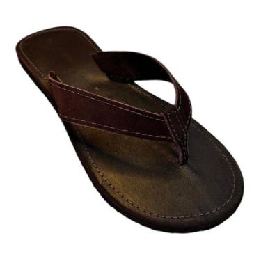 Imagem de Chinelo Unissex de Couro Legítimo Artesanal com Solado de Borracha Lev