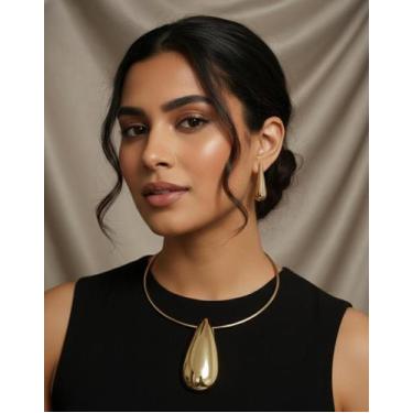 Imagem de Conjunto Colar e Brinco Gota  Bijuteria Elegante Feminina - Deusa Moda