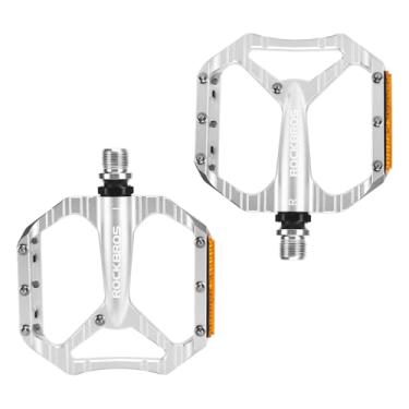 Imagem de ROCKBROS Pedais de bicicleta de montanha alumínio 9/40.6 cm rolamento selado plataforma leve para bicicleta de estrada montanha BMX MTB