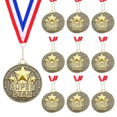 Imagem de Cunno 20 medalhas de ouro de 5 cm, medalhas de vencedor em massa com fitas de pescoço incentivam a participação em equipe para adultos, troféu, prêmio, presente, competições, festa de formatura (super