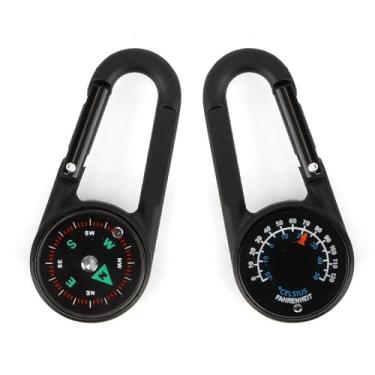 Imagem de Bússola multifuncional 3 em 1 e termômetro com mosquetão tático para acampamento, caminhada e viagens