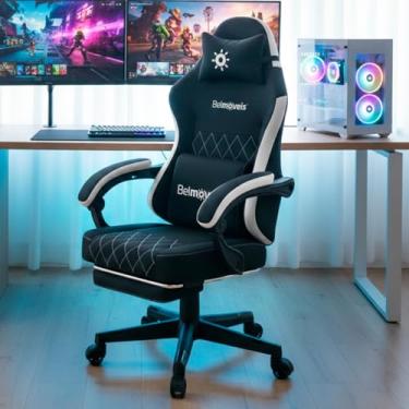Imagem de Cadeira Gamer Escritório Tecido Respirável Black Molas Ensacadas Reclinável Apoio De Pé Função Massagem Bmg3 Belmóveis