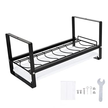 Imagem de Armário de cozinha Prateleira de armazenamento Rack Antiferrugem Antiderrapante Tigelas Pratos Pratos Escorredor Suporte Organizador para balcão Armário Despensa Economia de (Preta)