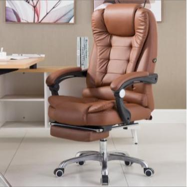 Imagem de Cadeira de escritório executiva ergonômica - Cadeira de conferência reclinável, elegante cadeira marrom para casa e escritório para conforto, suporte e lazer - perfeita para chefes e profissionais