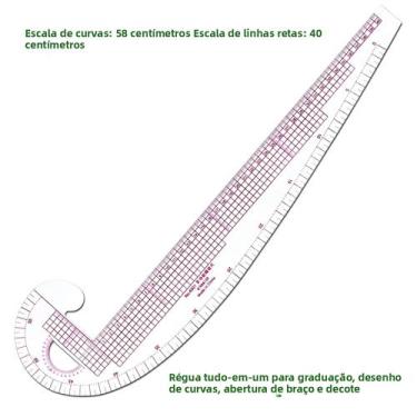 Imagem de Régua Multifuncional De 58cm X 40cm Para Design De Costura De Decote E