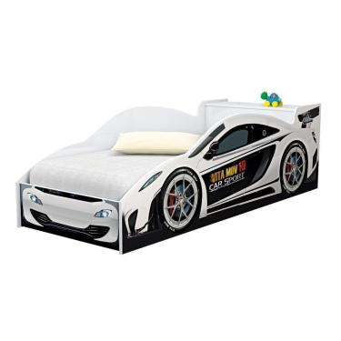 Imagem de Cama Carro Com Bau Juvenil Racer Branco Com Colchao