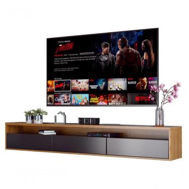 Imagem de Rack Suspenso Para Tv Life 1.36 Freijo Com Preto Acetinado - Moveisaqui