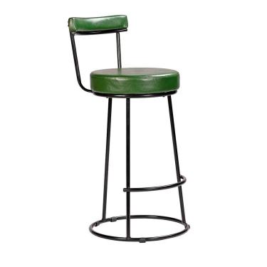 Imagem de Banqueta Alta Cozinha 70cm Encosto Industrial Aço Ziria Pu S02 - D'rossi Cor Verde