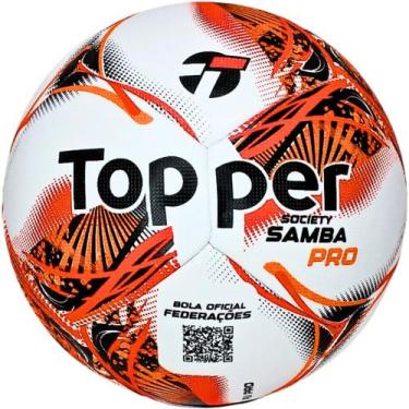 Imagem de Bola Society Topper Samba Pro Original Profissional, Laranja, Preto