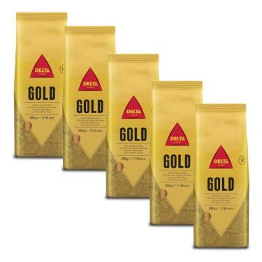 Imagem de Café em Grãos Delta Cafés Gold Int 12 Kit 5 Pacotes de 500g