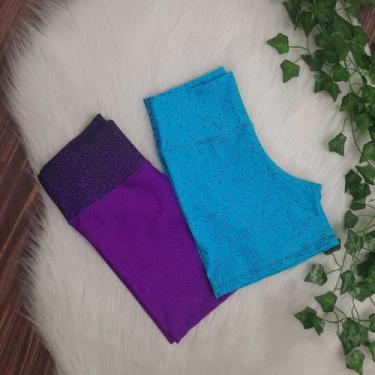 Imagem de Kit 3 shorts Degrade + Liso Tendência Academia - bella fitness, Roxo, 