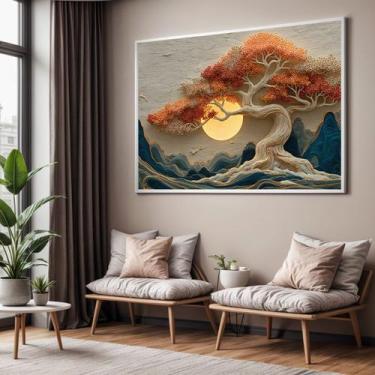 Imagem de Quadro Decorativo com Moldura Árvore da Vida Dourada para Sala Quarto 