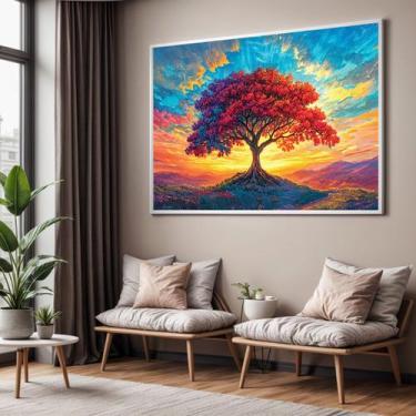 Imagem de Quadro Decorativo com Moldura Árvore da Vida Vermelha para Sala Quarto