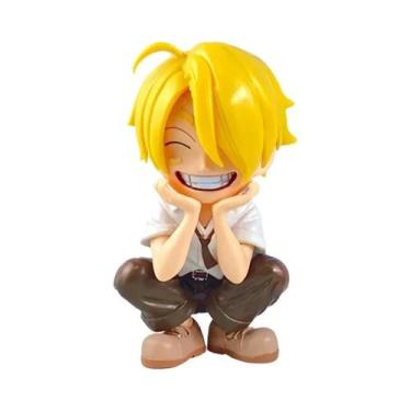 Imagem de ONE PIECE Luffy Sanji Figurinha De Anime Em Versão Q Sentada, Brinqued