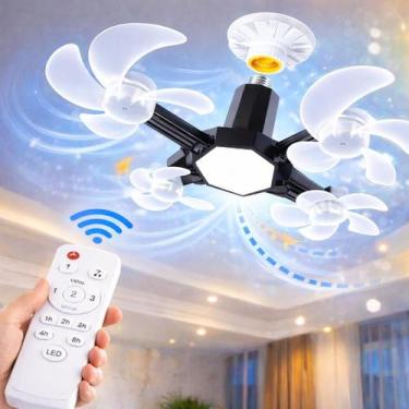 Imagem de Ventilador Drone de Teto Lâmpada LED Bivolt Dobrável 60W Com Controle 