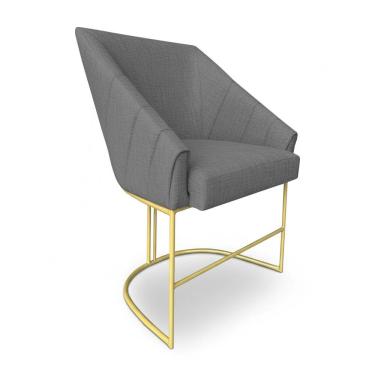 Imagem de Poltrona Luxo Alana Linho Base Ferro Dourado - Pallazio Cor Grafite