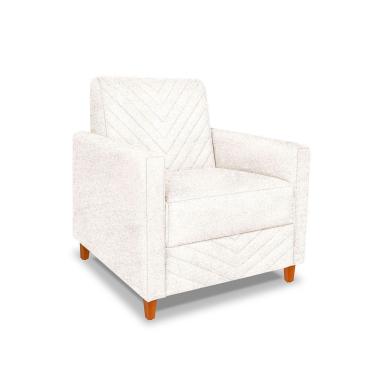 Imagem de Poltrona Camila Bouclê Pés De Madeira - Pallazio Cor Off White