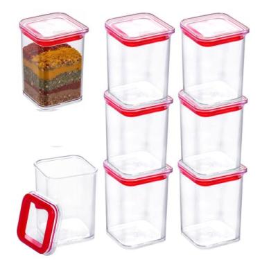 Imagem de 8 Mini Pote Empilhável 160ml Hermético Porta Tempero Sementes Granulad