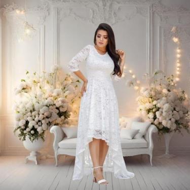 Imagem de Vestido de Noiva 88 Casamento Renda Civil Plus Longo Size - ShoopWeb, 