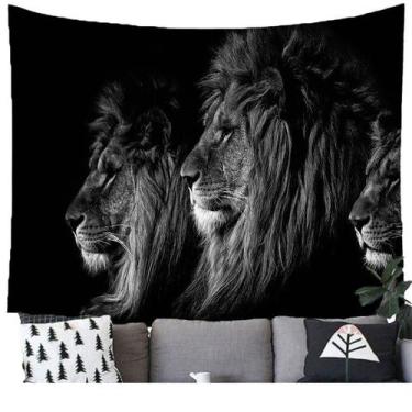 Imagem de Microtecido de parede Tapeçaria Animal Lion 150x100cm para quarto - yi