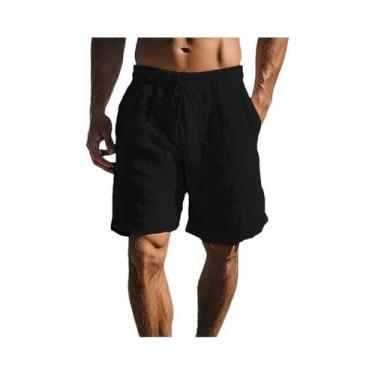 Imagem de Bermudas Masculinas Leves E Respiráveis De Algodão E Linho Para O Verã