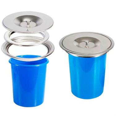 Imagem de Lixeira De Embutir Lorben Pia Bancada Cozinha 5 Litros Com Tampa Aço Inox