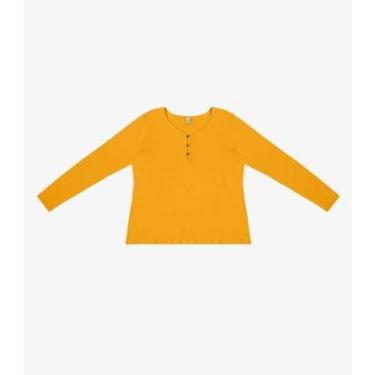 Imagem de Blusa Feminina Com Botões Manga Longa Rovitex Amarelo-Feminino