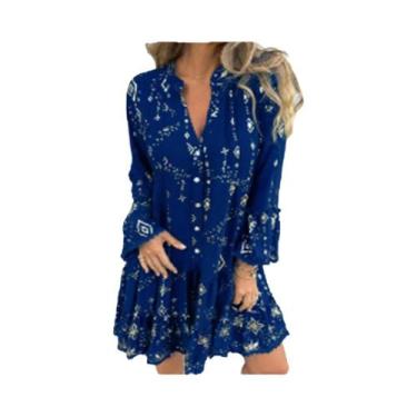 Imagem de Vestido Trompete Casual Feminino De Cor Pura Com Detalhes Em Renda E M